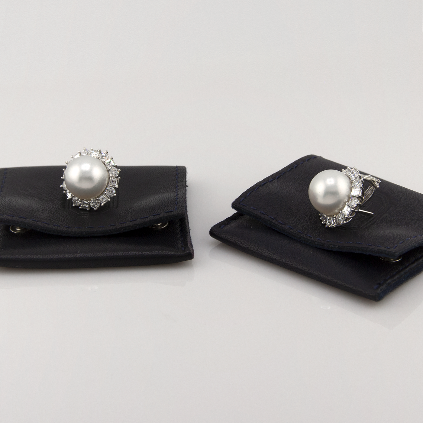 Harry Winston South Sea Pearl & Diamond Platinum Earrings