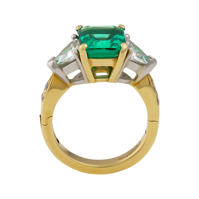 ECJ Collection 18K Yellow Gold Diamond & Emerald Ring