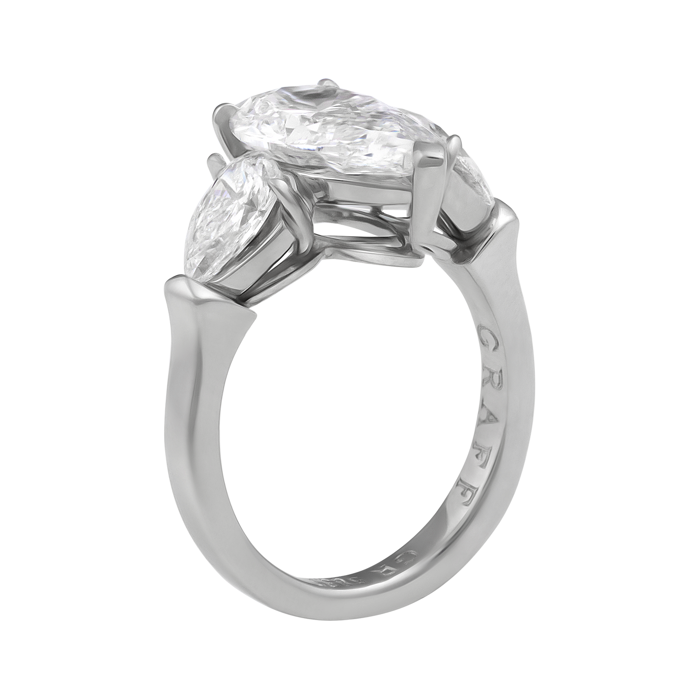 Graff 18K Platinum Pear Diamond Ring
