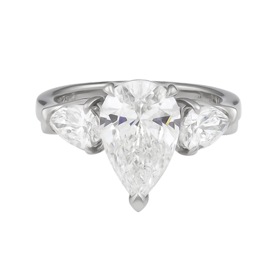 Graff 18K Platinum Pear Diamond Ring