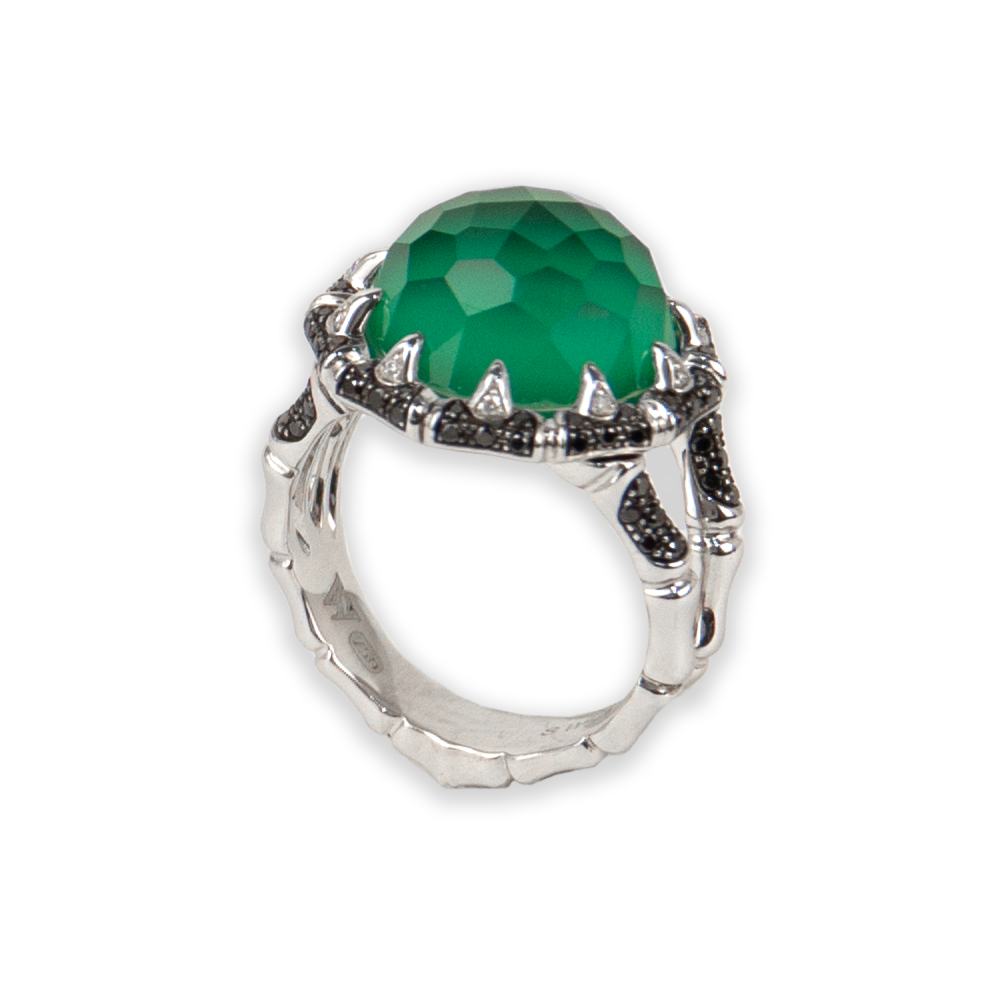 Stephen Webster 18K White Gold Diamond & Green Agate Ring