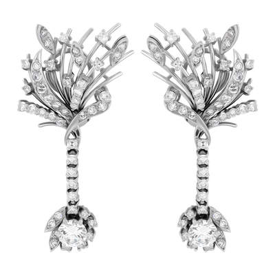 ECJ Collection 18K White Gold Diamond Drop Earrings