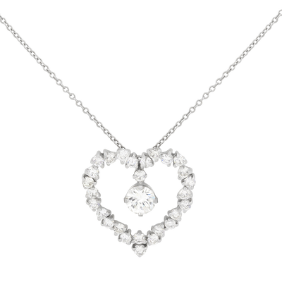 ECJ Collection 18K White Gold 1.46ctw Diamond Heart Necklace