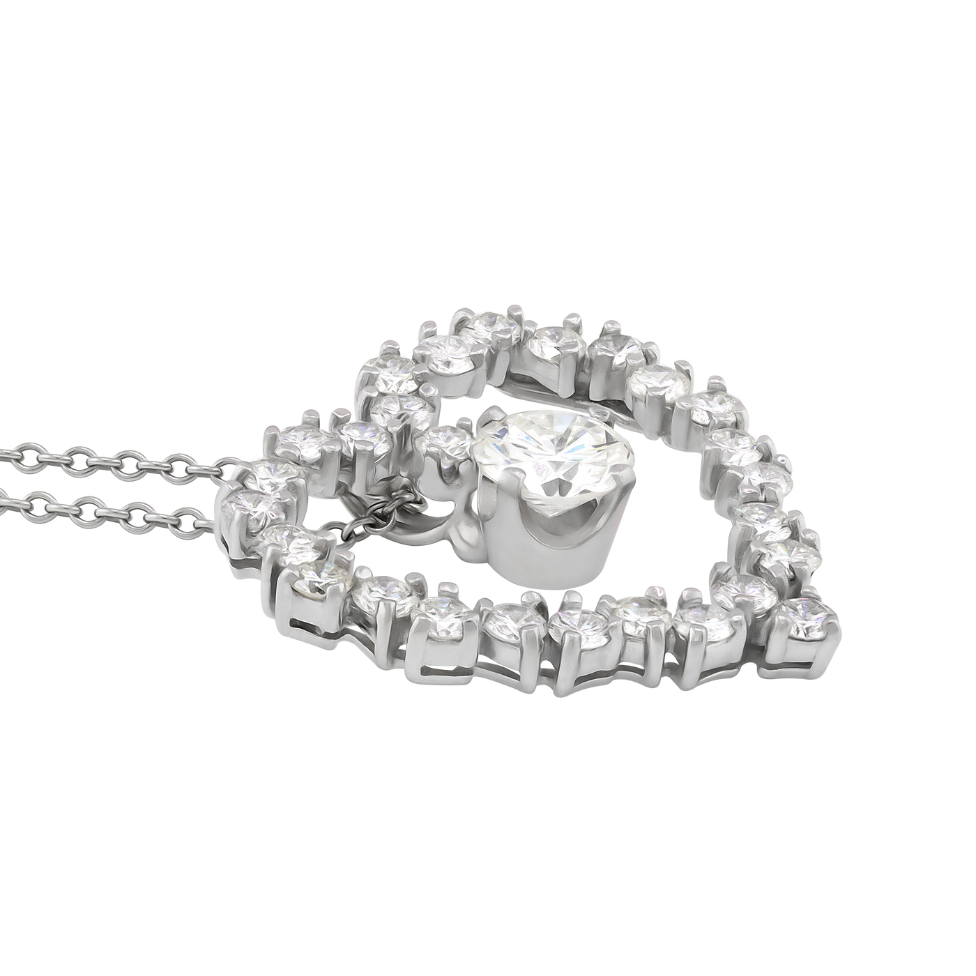 ECJ Collection 18K White Gold 1.46ctw Diamond Heart Necklace