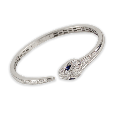 Bulgari Serpenti 18K White Gold Diamond Bangle Bracelet