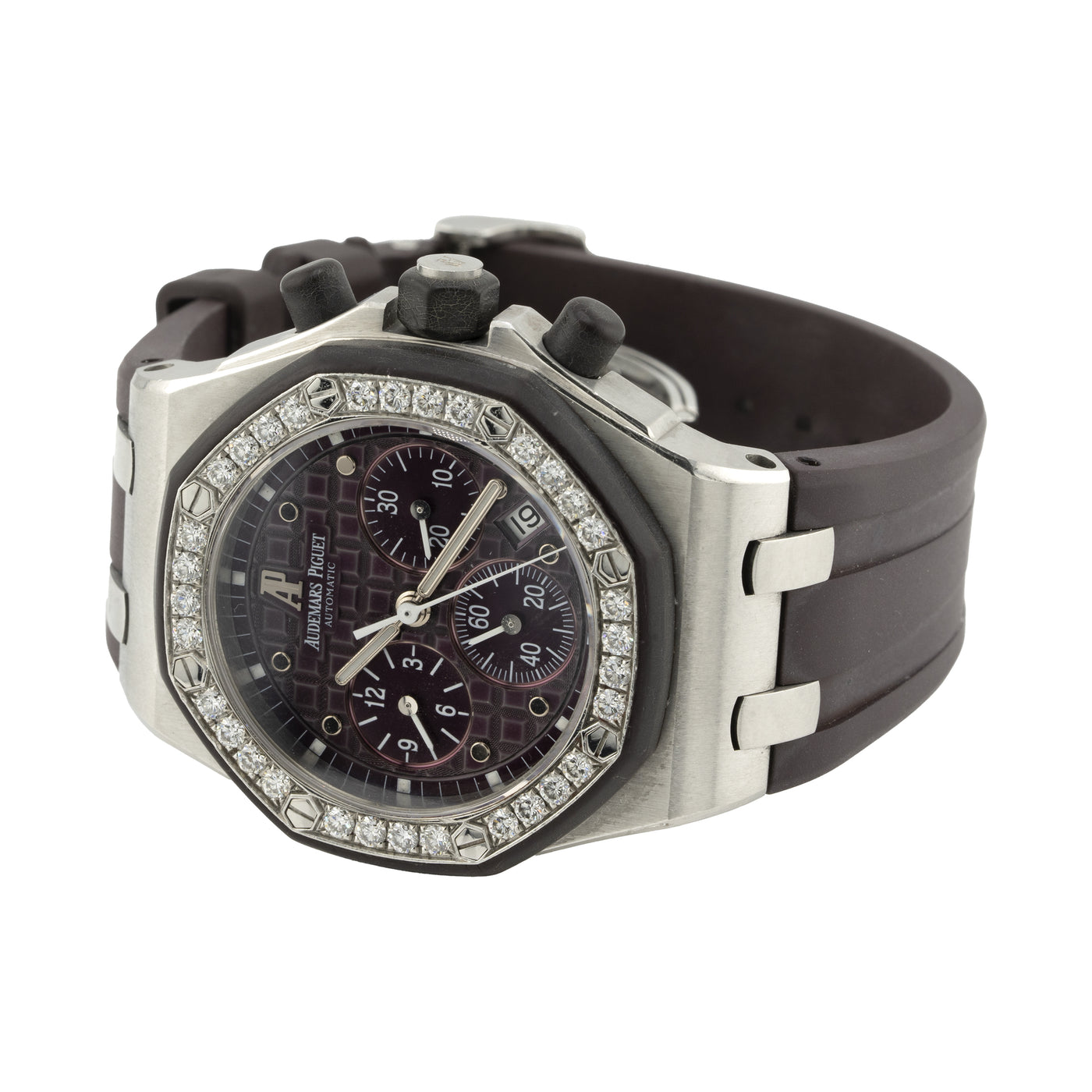 Audemars Piguet Royal Oak Offshore 26048SK.ZZ.D066CA.01 Lady Stainless Steel Plum Dial Diamond Bezel