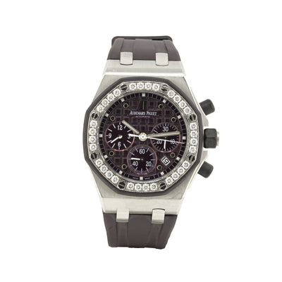 Audemars Piguet Royal Oak Offshore 26048SK.ZZ.D066CA.01 Lady Stainless Steel Plum Dial Diamond Bezel