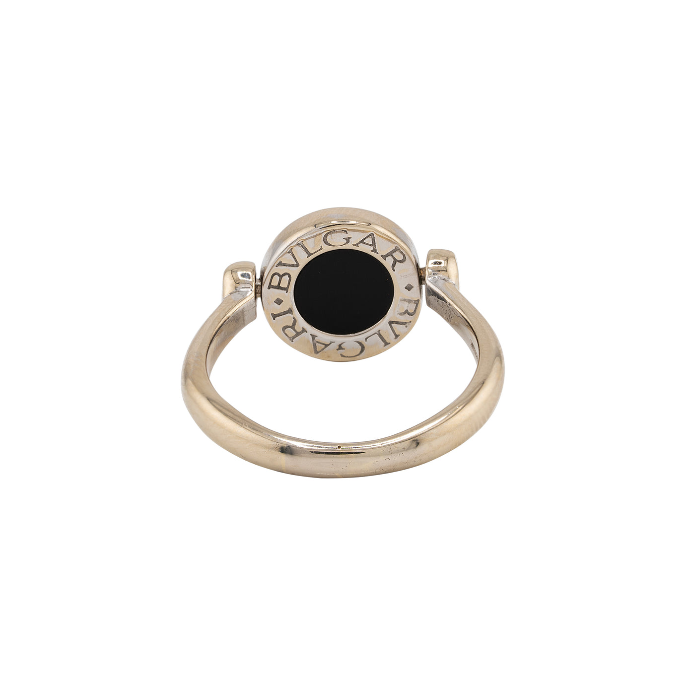 Bulgari BVLGARI 18K White Gold Pave Diamond and Black Onyx Flip Ring