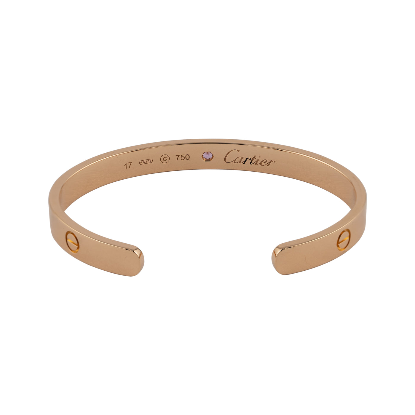 Cartier 18K Rose Gold Love Bracelet with Pink Sapphire – East