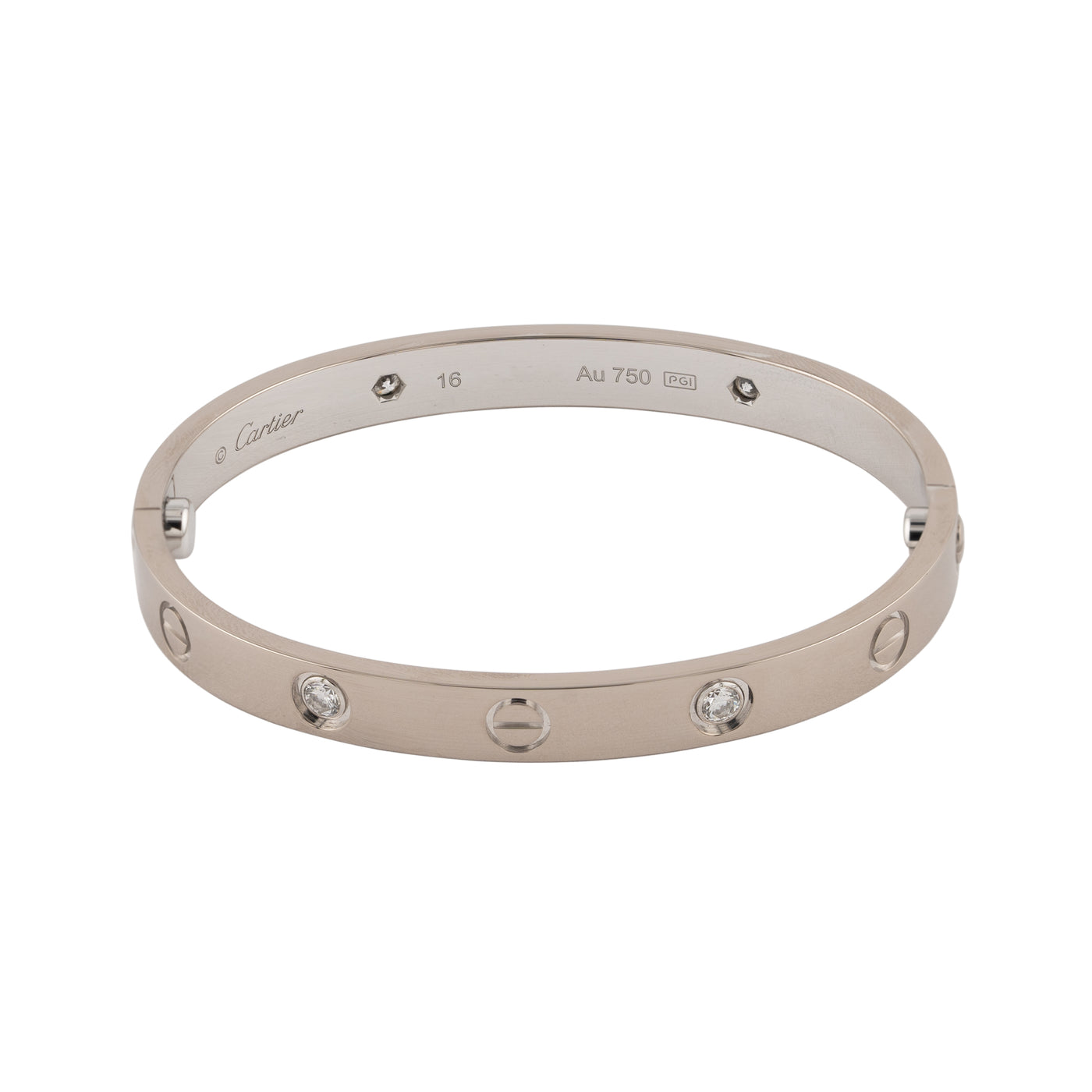 Cartier 18K White Gold Love Bracelet with 4 Diamonds