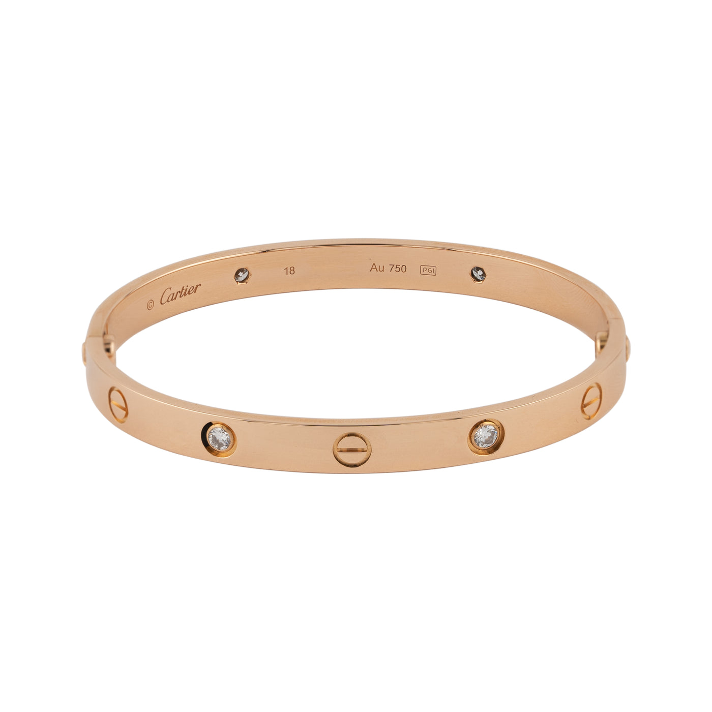 Cartier 18K Rose Gold Love Bracelet with 4 Diamonds