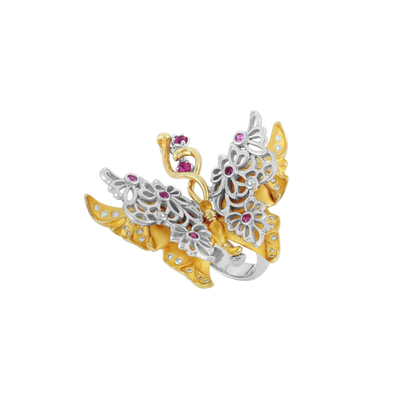 Carrera Y Carrera Alegoría 18K Yellow Gold & 18K White Gold with Diamonds and Pink Sapphire Ring