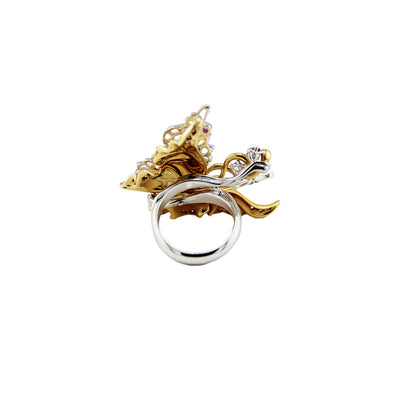 Carrera Y Carrera Alegoría 18K Yellow Gold & 18K White Gold with Diamonds and Pink Sapphire Ring