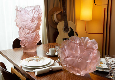 Daum Pink Camellia Vase, Large