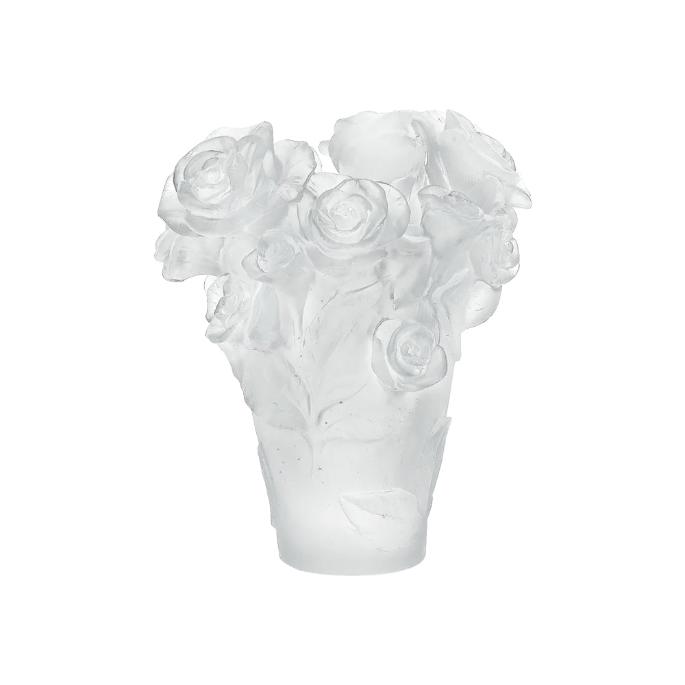 Daum Rose Passion Vase in White, Small