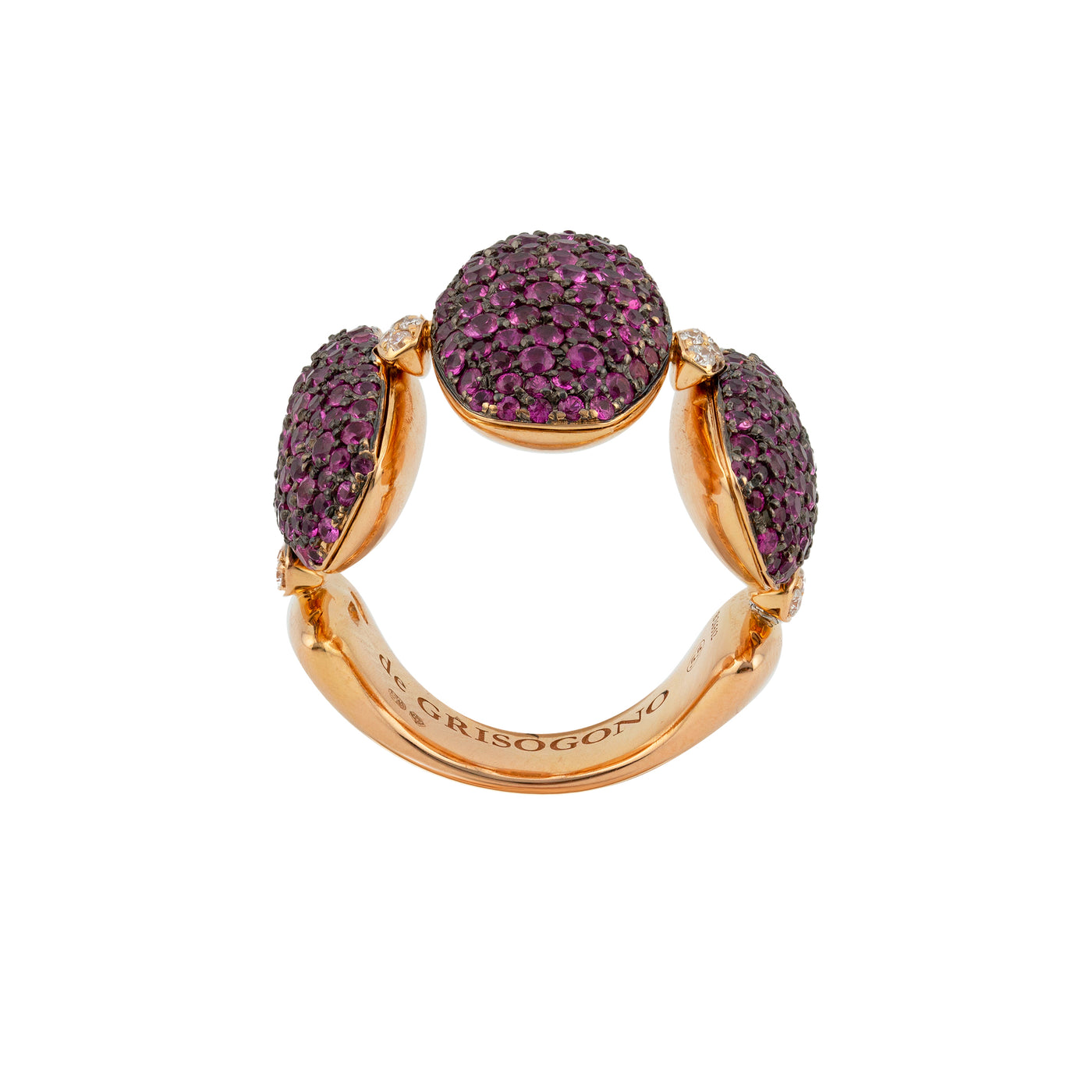 De Grisogono 18K Yellow Gold Zucchero Pink Sapphire and Diamond Flexible Ring