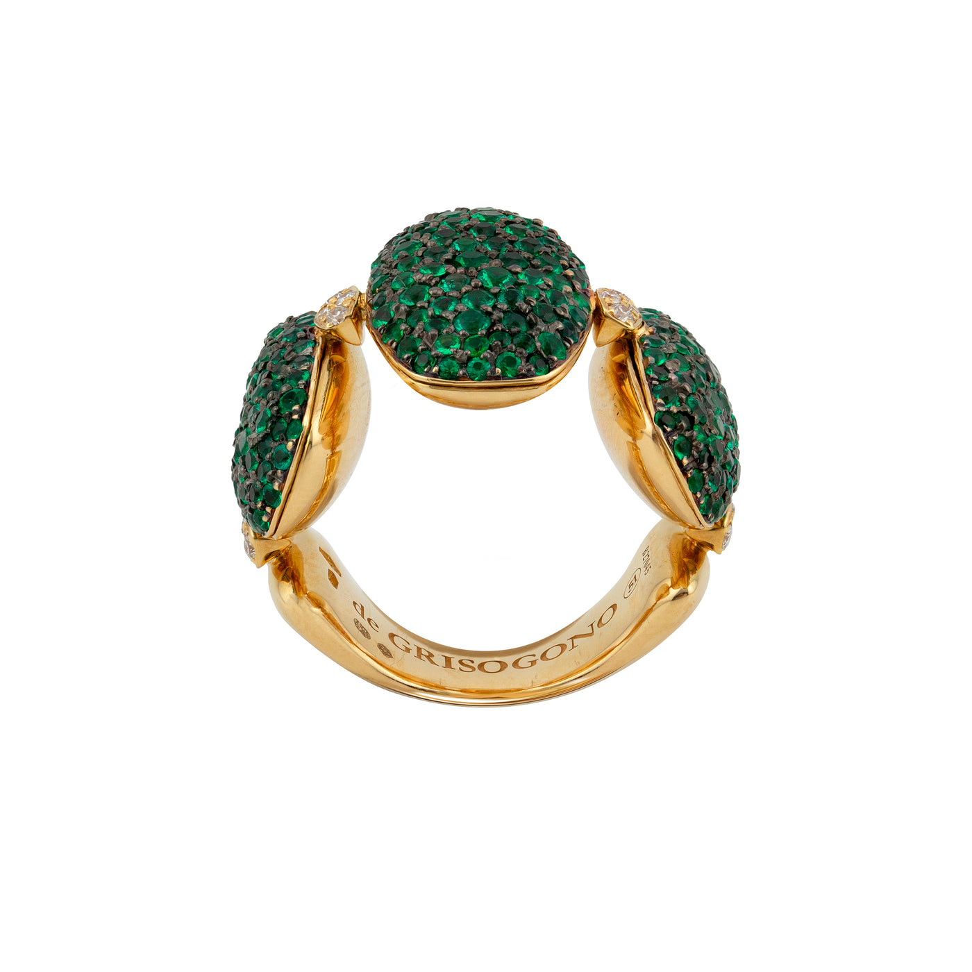 De Grisogono 18K Yellow Gold Zucchero Emerald and Diamond Flexible Ring