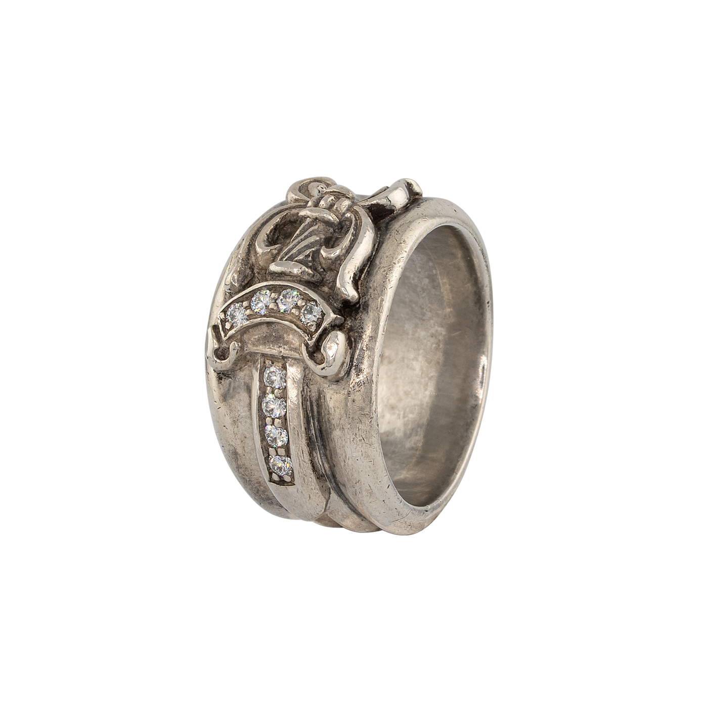 Chrome Hearts Silver & Diamond Dagger Ring — .925 Sterling Silver (1992)