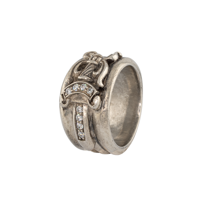 Chrome Hearts Silver & Diamond Dagger Ring — .925 Sterling Silver (1992)
