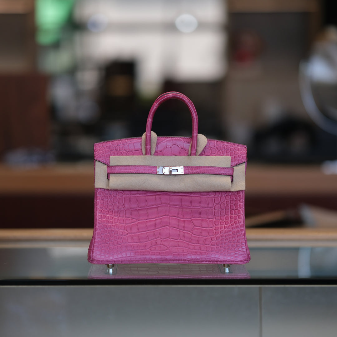 Hermes 2022 Birkin 25 Rose Sheherazade Matte Alligator Palladium Hardw