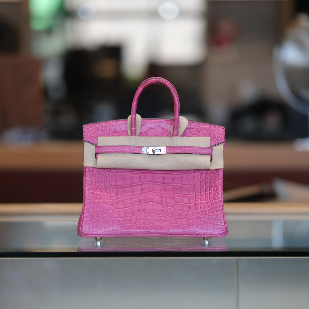 Hermes 2022 Birkin 25 Rose Sheherazade Matte Alligator Palladium Hardw