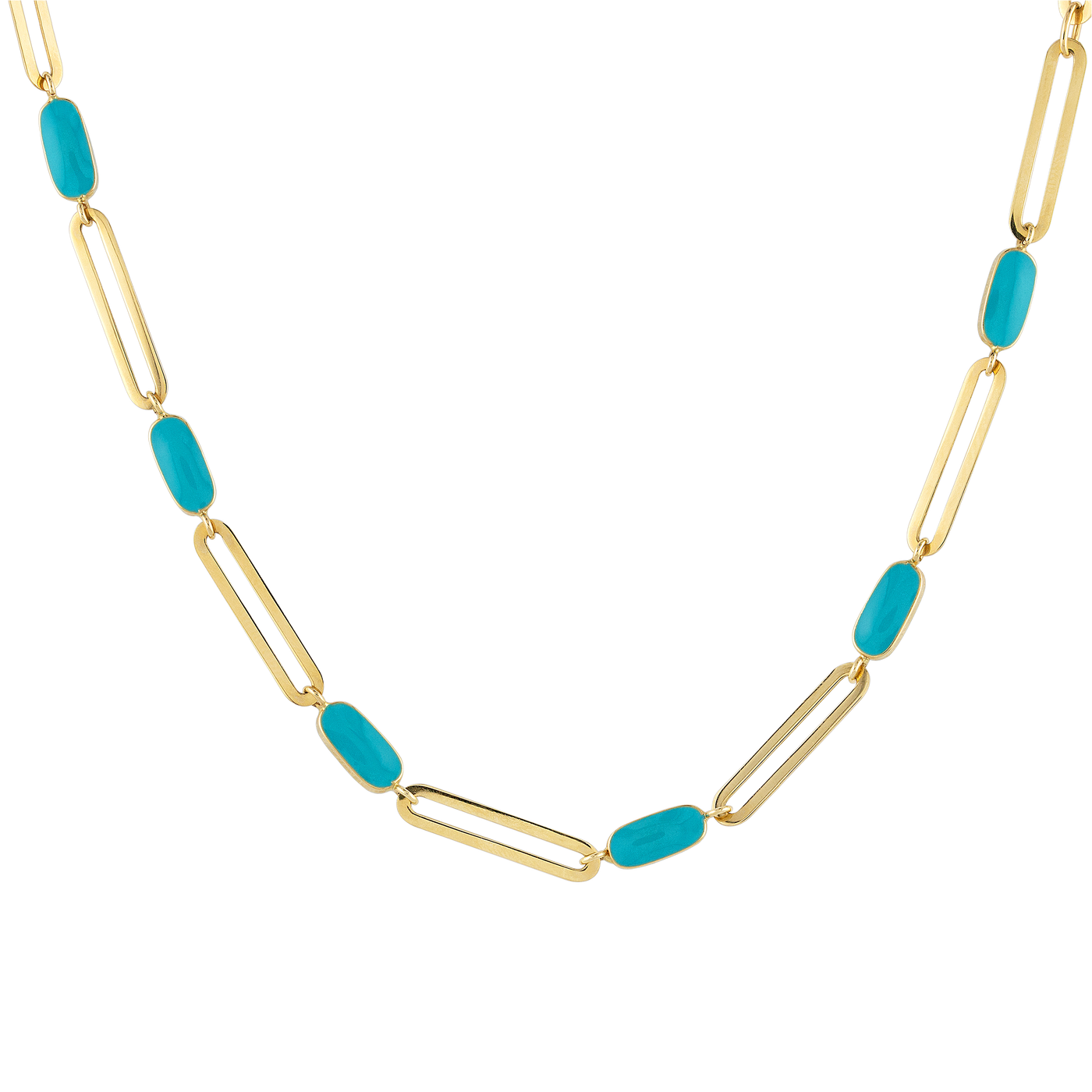 Turquoise Enamel Grande Clip Necklace