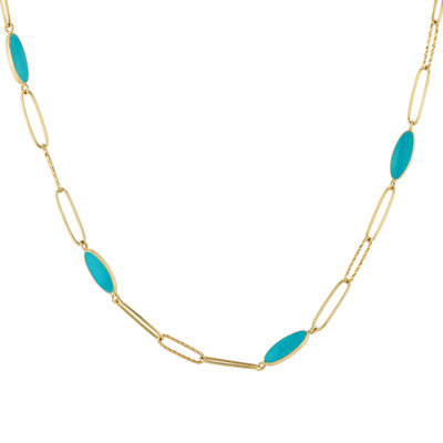 Turquoise Enamel Petite Clip Necklace