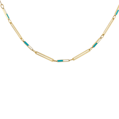 White/Turquoise Enamel Bar Necklace