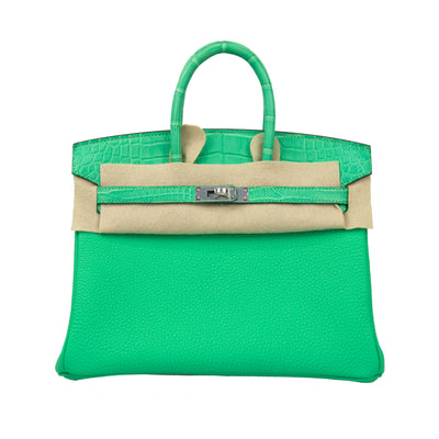 Hermes Birkin 25 Vert Comics Togo and Matte Alligator Touch with Palladium Hardware