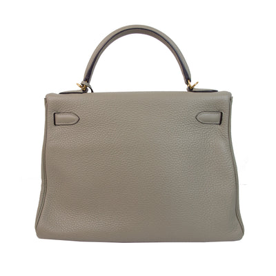 Hermes Kelly 32 Sauge Clemence Retourne with Gold Hardware