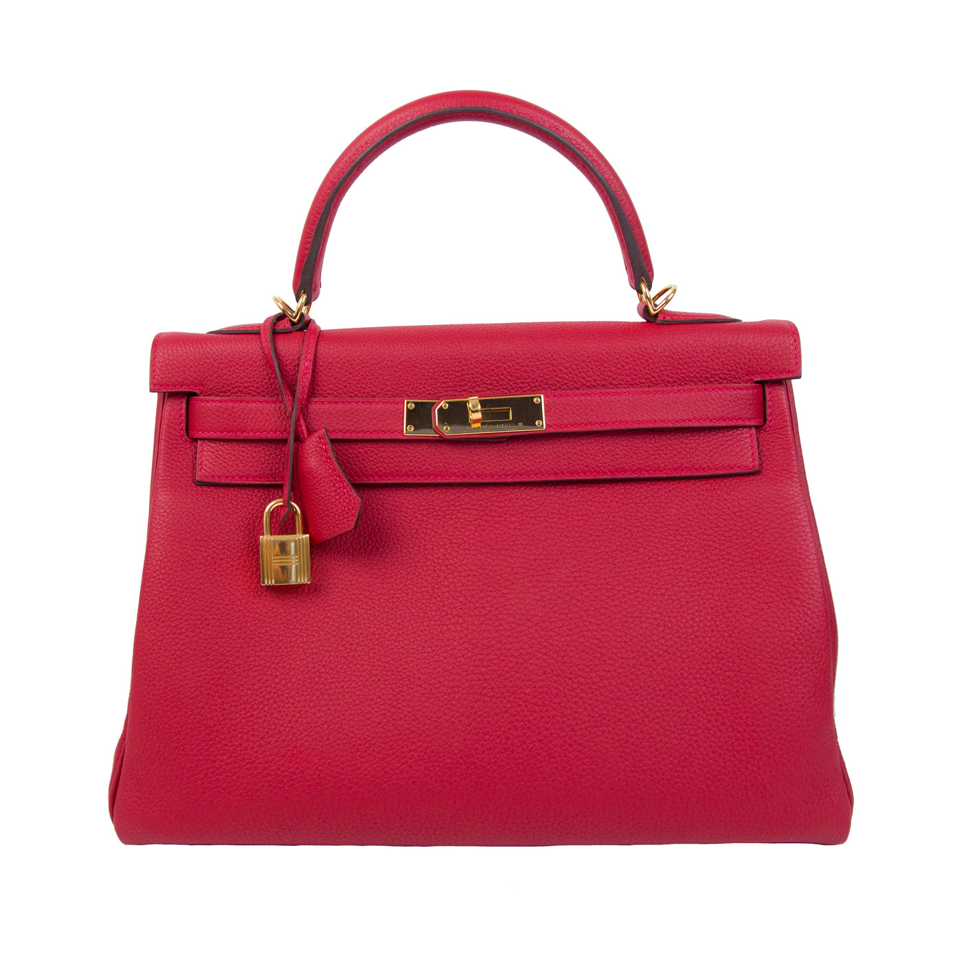 Hermes Kelly 32 Rouge VIF Togo Retourne with Gold Hardware