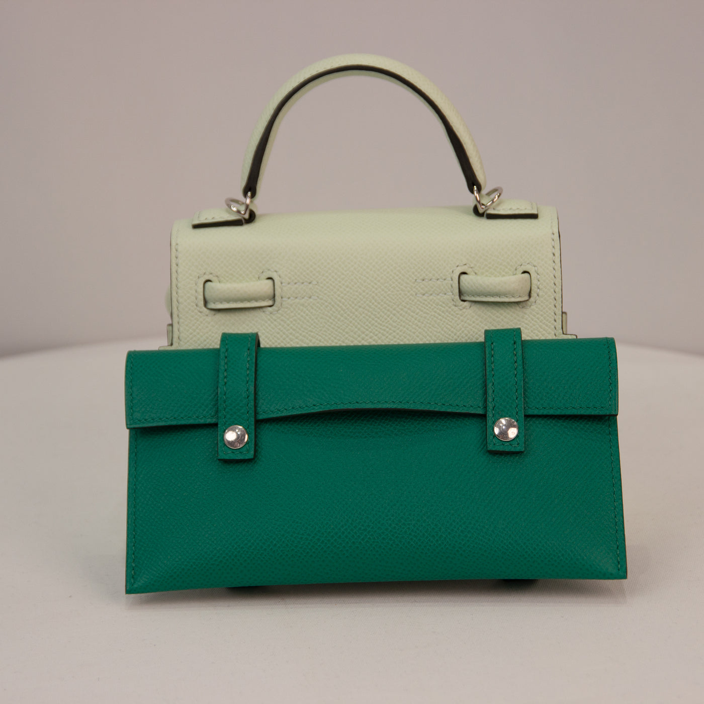 Hermes "Quelle Idolle" Picto Kelly Doll Vert Fizz Epsom Palladium Hardware