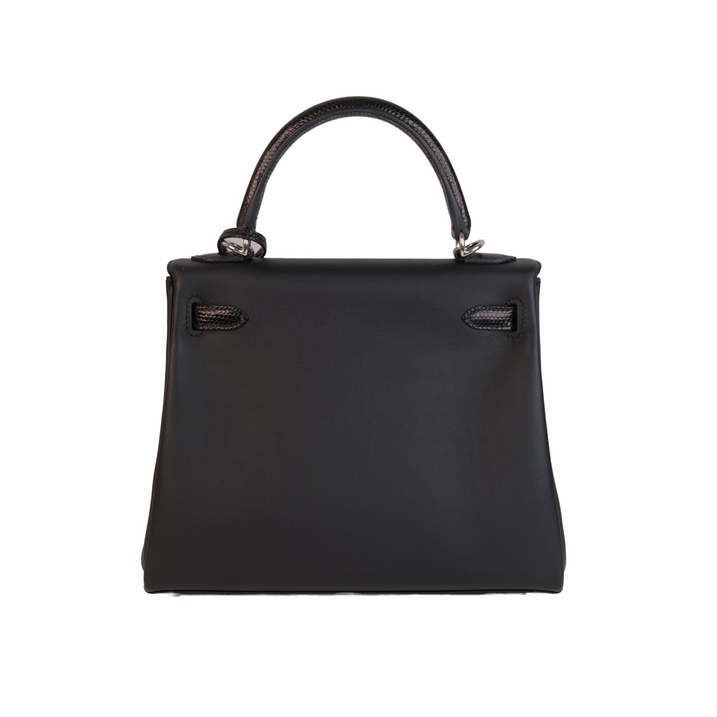 Hermes Kelly 25 Retourne Noir Lizard and Swift Touch with Palladium Hardware