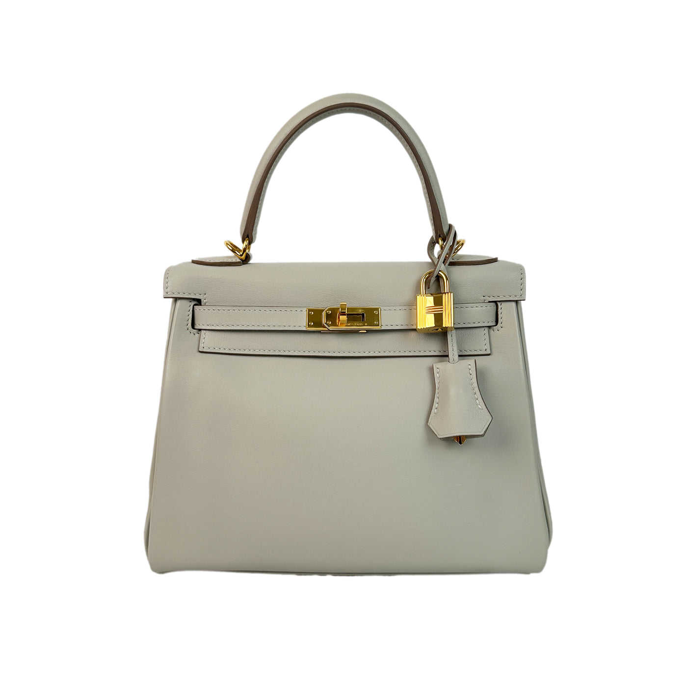 Hermes Kelly 25 Retourne Gris Pale Swift Leather with Gold Hardware