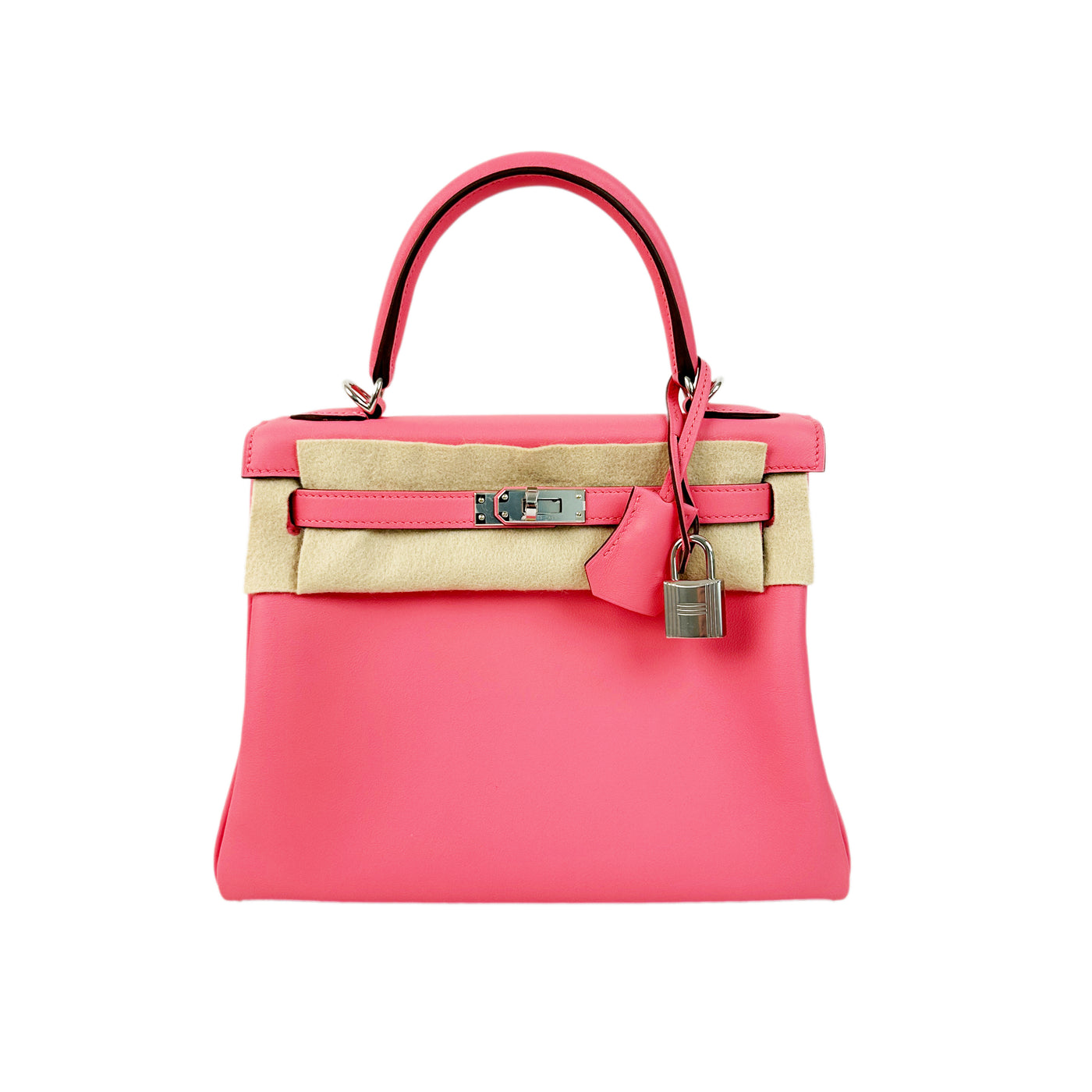 Hermes Kelly 25 Retourne Pink Azalee Swift Leather with Palladium Hardware