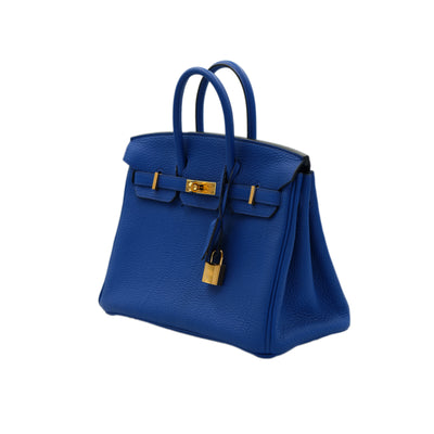 Hermes Birkin 25 Bleu Royal Clemence with Gold Hardware