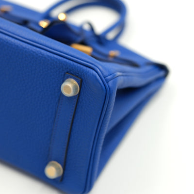 Hermes Birkin 25 Bleu Royal Clemence with Gold Hardware