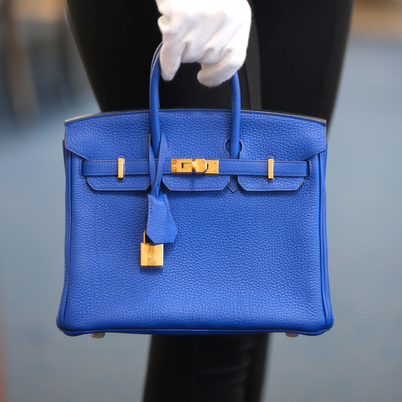 Hermes Birkin 25 Bleu Royal Clemence with Gold Hardware
