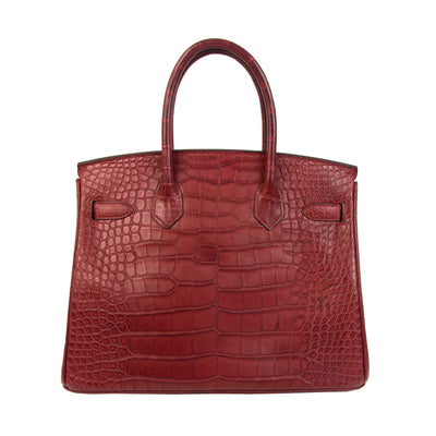 Hermes Birkin 30 Matte Rouge Grenat Mississippiensis Alligator with Gold Hardware