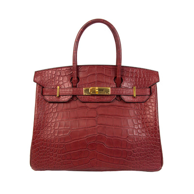 Hermes Birkin 30 Matte Rouge Grenat Mississippiensis Alligator with Gold Hardware