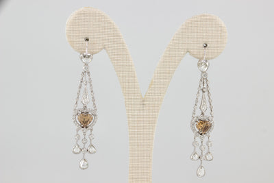 Fred Leighton 18K White Gold Champagne Diamond Earrings