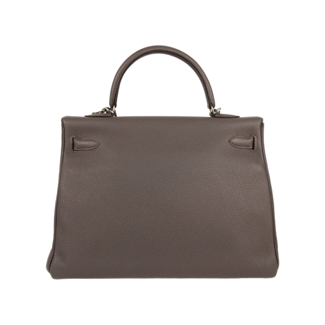 Hermes 2016 Kelly 35 Retourne Etain Togo with Palladium Hardware
