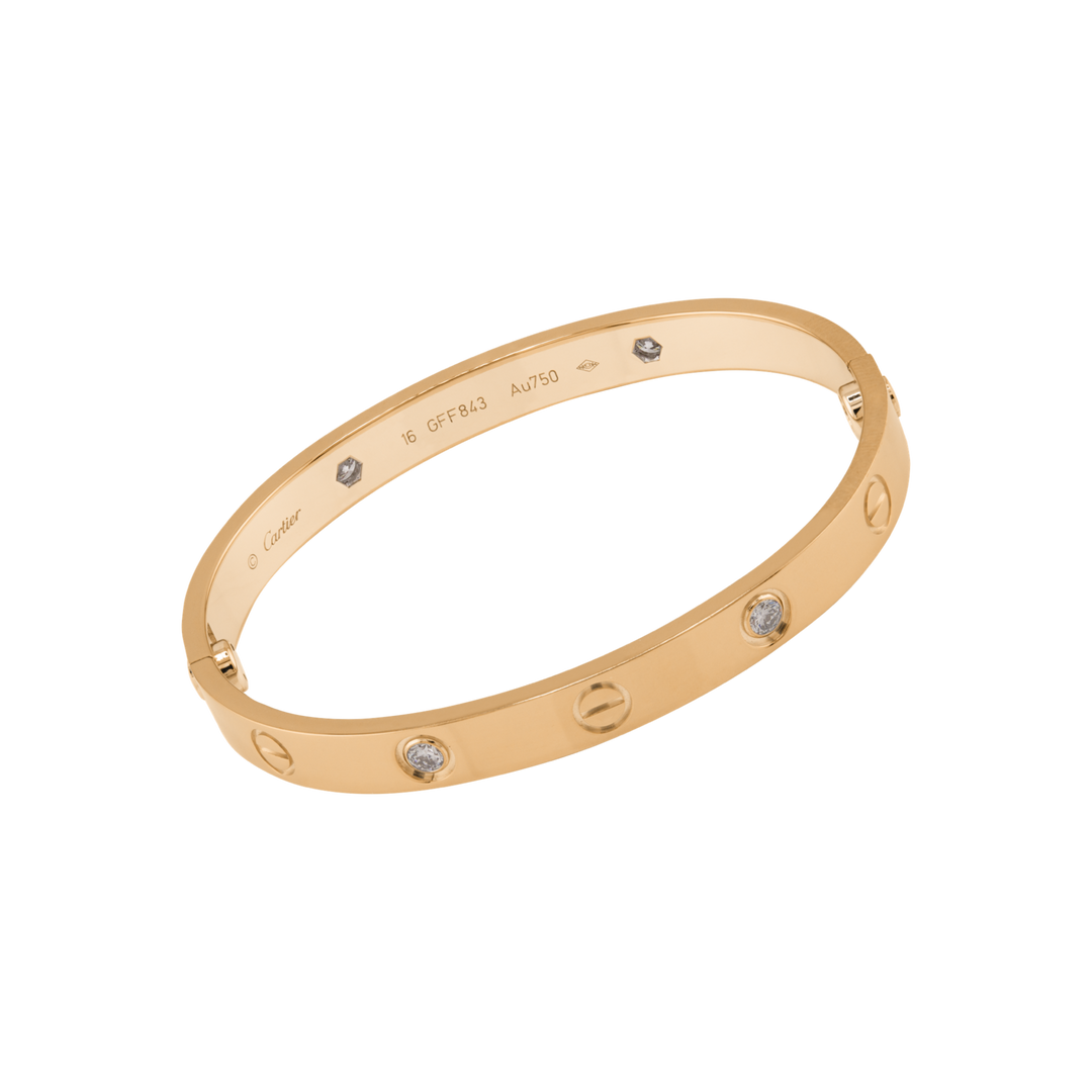Cartier 18K Rose Gold Love Bracelet with 4 Diamonds CRB6069920