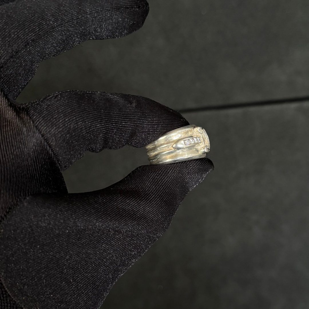 Chrome Hearts Silver & Diamond Dagger Ring — .925 Sterling Silver