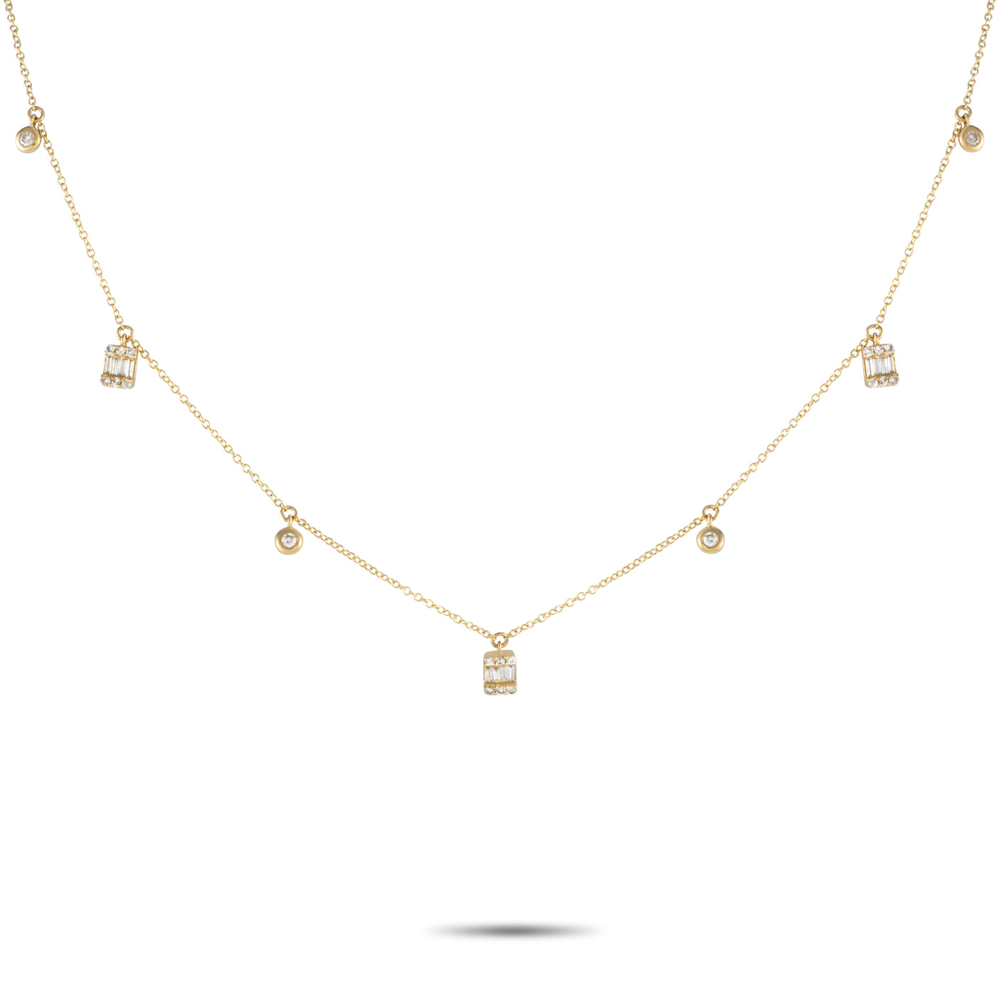 14K Yellow Gold 0.26ct Diamond Station Necklace