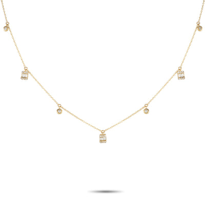 14K Yellow Gold 0.26ct Diamond Station Necklace