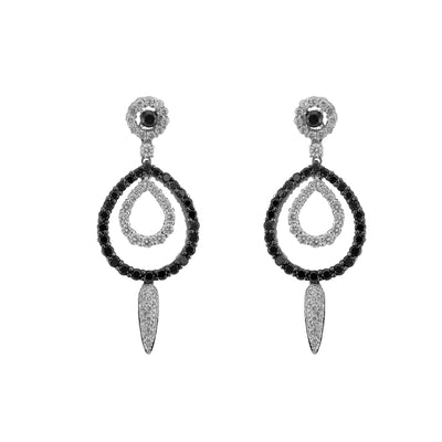 Leo Pizzo 18K White Gold Black & White Diamond Earrings