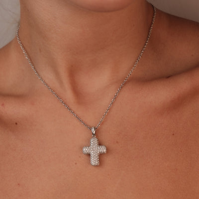 Leo Pizzo 18K White Gold Cross Necklace