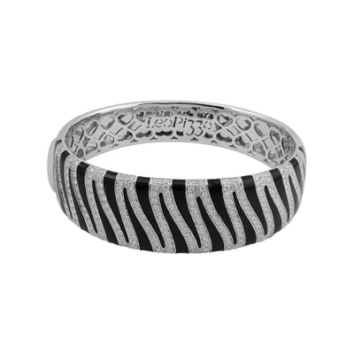 Leo Pizzo 18KT White Gold Diamond Enamel Zebra Bangle