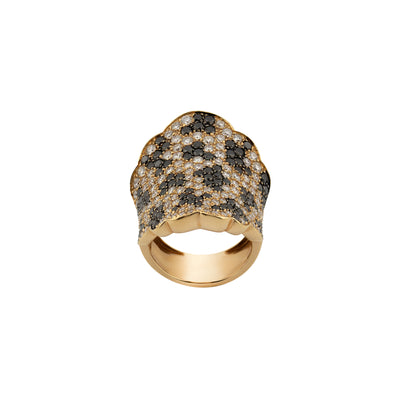 Leo Pizzo 18K Rose Gold Black And White Diamond Ring